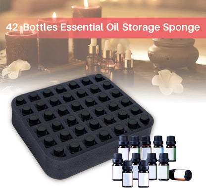 Essential oils Organizer Holder Foam Pad with Slots, Holds 40 bottles of 10ml、15ml Bottles, Removable Dividers，Black