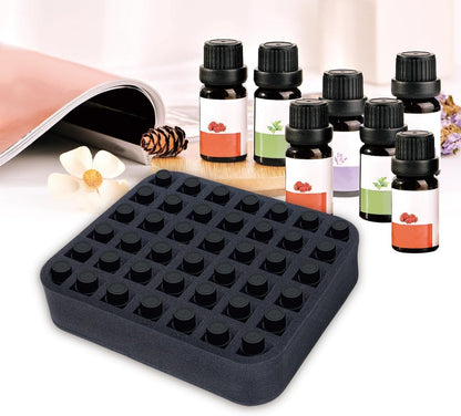 Essential oils Organizer Holder Foam Pad with Slots, Holds 40 bottles of 10ml、15ml Bottles, Removable Dividers，Black