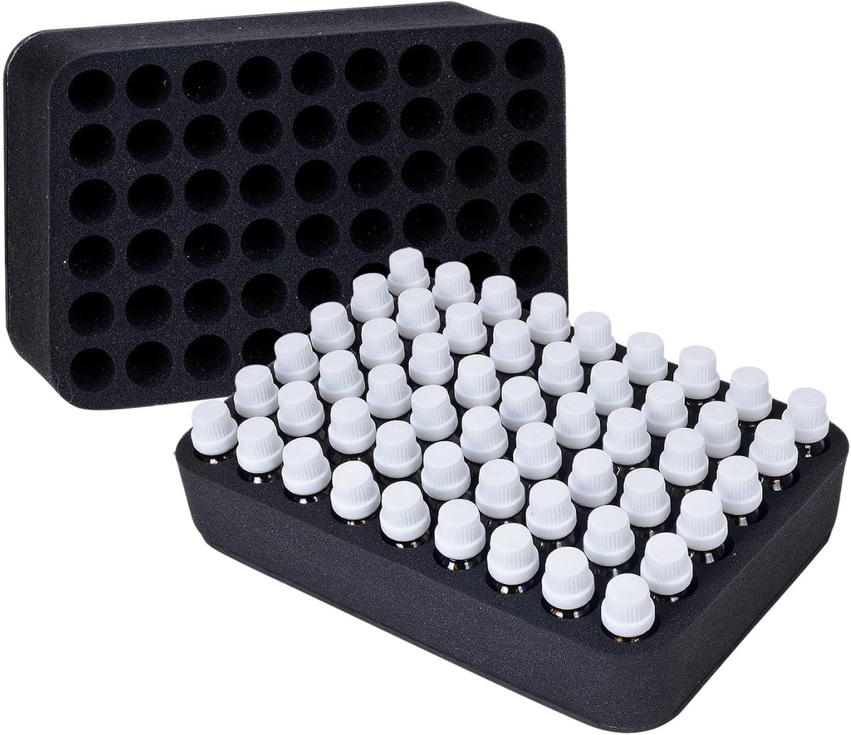 Essential oils Organizer Holder Foam Pad with Slots, Holds 40 bottles of 10ml、15ml Bottles, Removable Dividers，Black