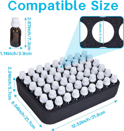Essential oils Organizer Holder Foam Pad with Slots, Holds 40 bottles of 10ml、15ml Bottles, Removable Dividers，Black