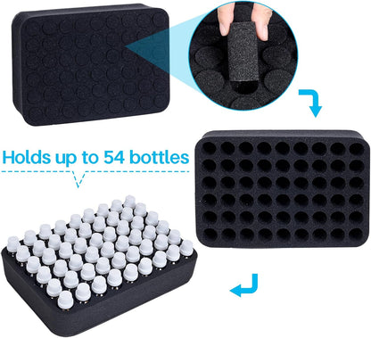 Essential oils Organizer Holder Foam Pad with Slots, Holds 40 bottles of 10ml、15ml Bottles, Removable Dividers，Black