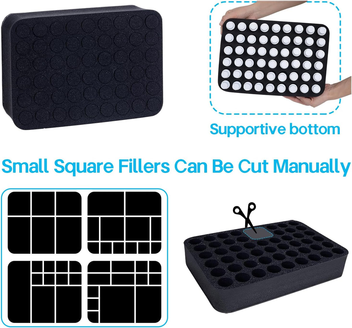 Essential oils Organizer Holder Foam Pad with Slots, Holds 40 bottles of 10ml、15ml Bottles, Removable Dividers，Black