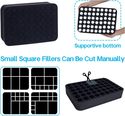 Essential oils Organizer Holder Foam Pad with Slots, Holds 40 bottles of 10ml、15ml Bottles, Removable Dividers，Black