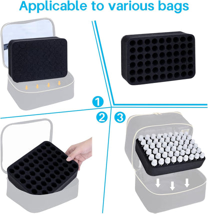 Essential oils Organizer Holder Foam Pad with Slots, Holds 40 bottles of 10ml、15ml Bottles, Removable Dividers，Black