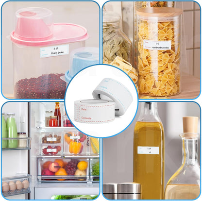 Removable Food Labels, 500 Count, 1 x 2 in, Blank Waterproof Stickers | No residue easy peel labels for freezer bags, jars, containers, and refrigerator food organization with durable adhesive