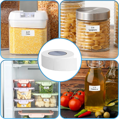 Removable Food Labels, 500 Count, 1 x 2 in, Blank Waterproof Stickers | No residue easy peel labels for freezer bags, jars, containers, and refrigerator food organization with durable adhesive