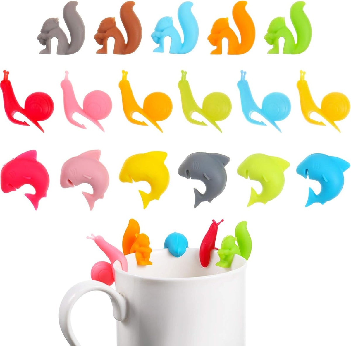 36 Pcs Silicone Tea Bag Holders Drink Markers Animal Identifier