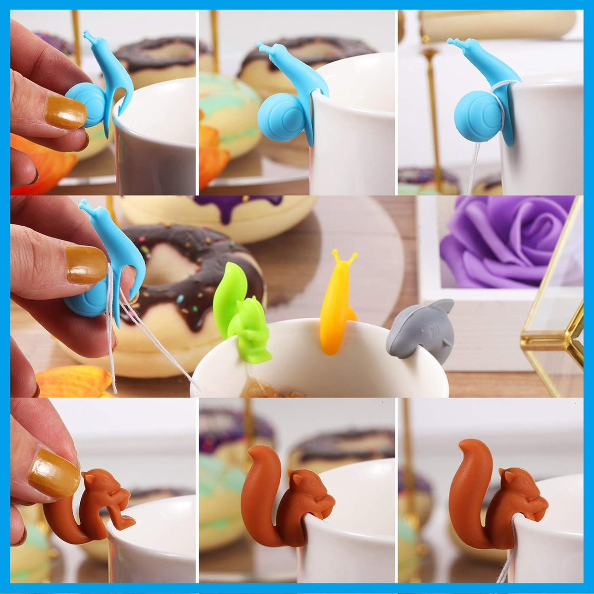 36 Pcs Silicone Tea Bag Holders Drink Markers Animal Identifier
