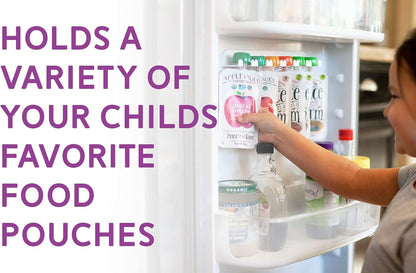 Squeeze Pouch Hanger - Baby Pouch Holder and Yogurt Organizer for Fridge - Simple Peel-and-Stick Installation - Hold Baby Food, Applesauce, and More - Kid Pouch Organizer Hanger