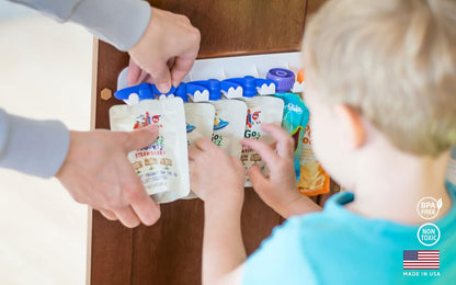 Squeeze Pouch Hanger - Baby Pouch Holder and Yogurt Organizer for Fridge - Simple Peel-and-Stick Installation - Hold Baby Food, Applesauce, and More - Kid Pouch Organizer Hanger