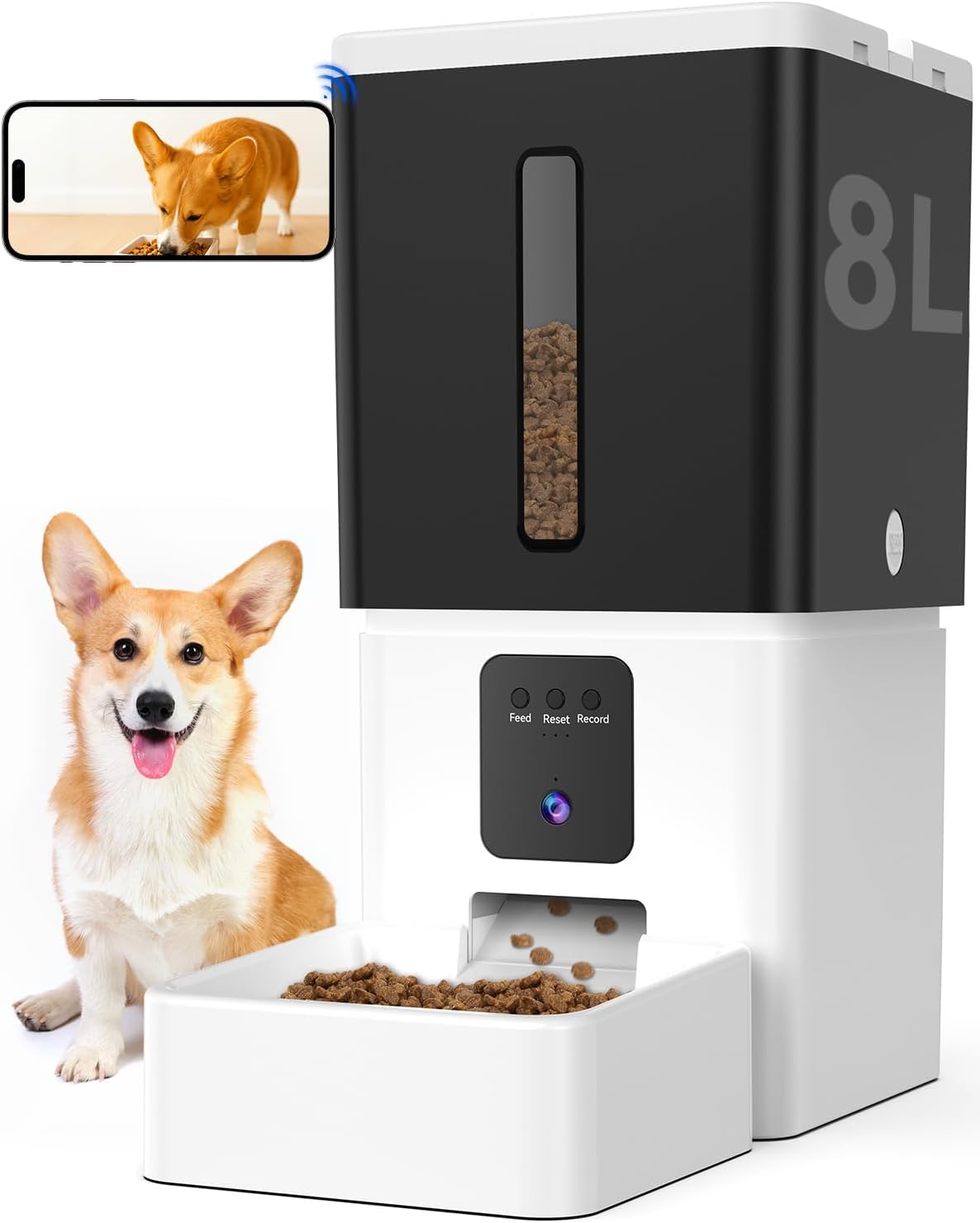 Automatic Dog Feeder with Camera: 8L/33 Cups 5G WiFi