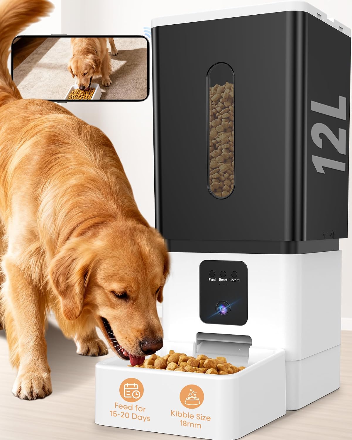 Automatic Dog Feeder with Camera: 8L/33 Cups 5G WiFi