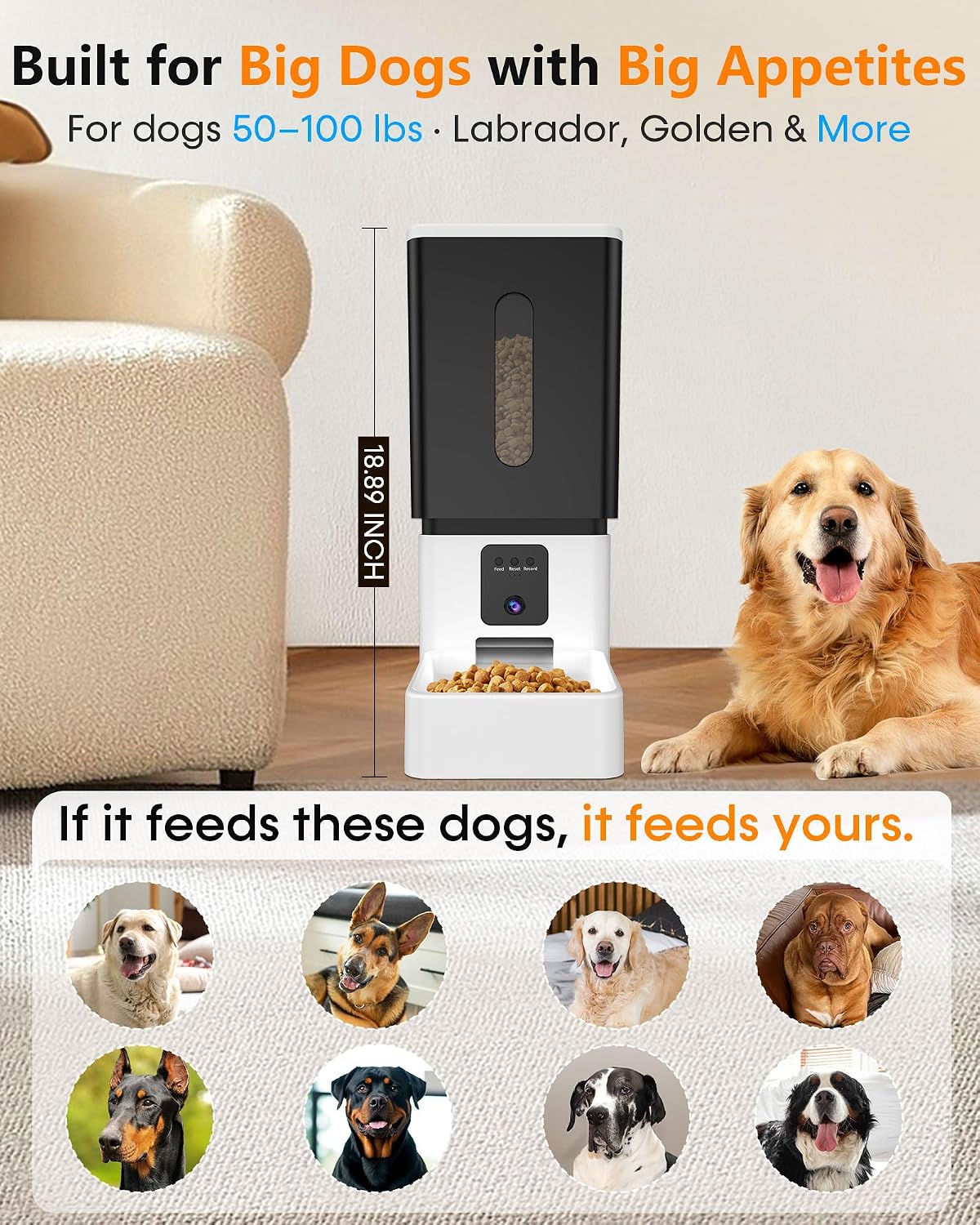 Automatic Dog Feeder with Camera: 8L/33 Cups 5G WiFi