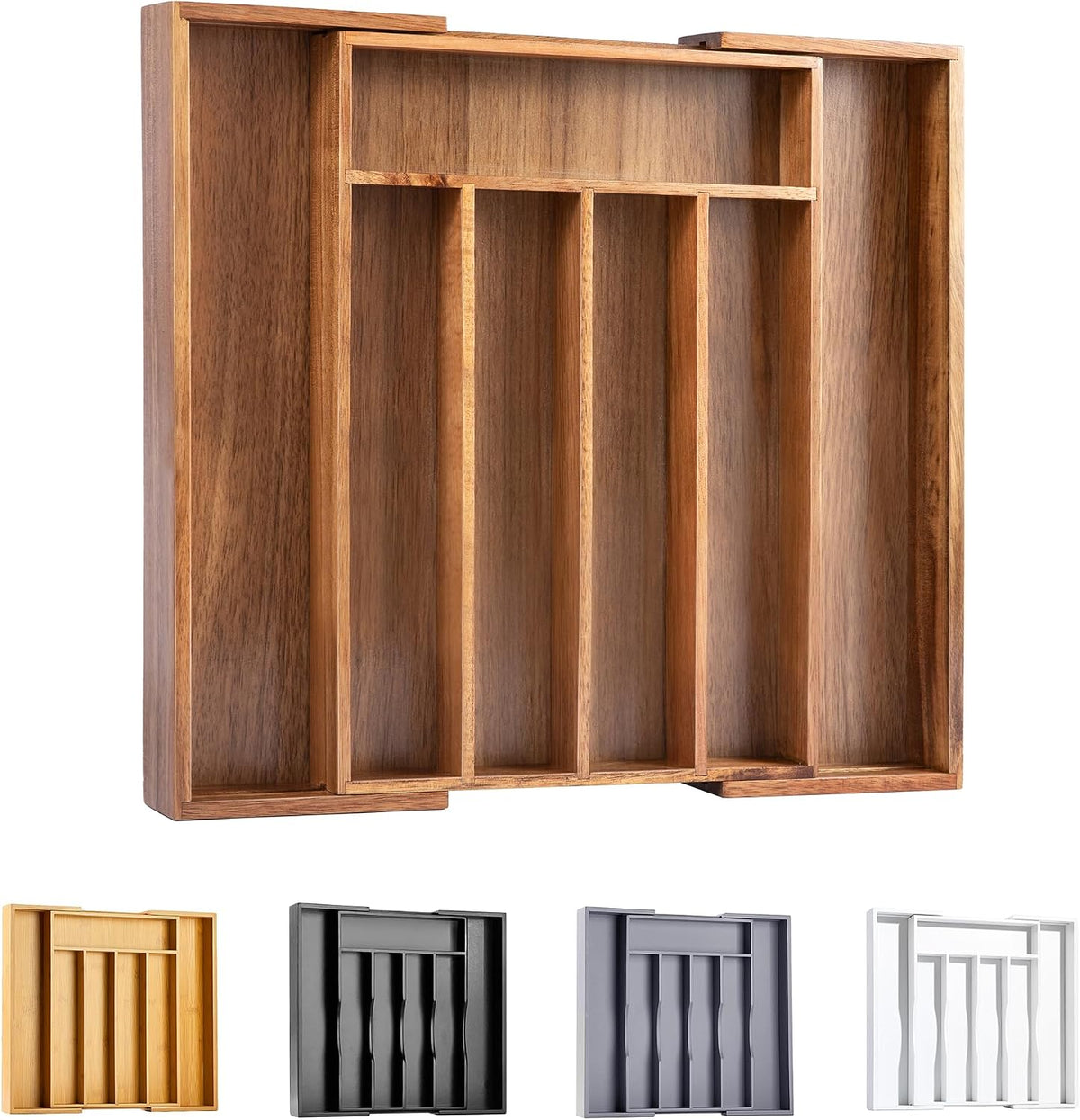 Silverware Organizer Kitchen Drawer Organizer Expandable Bamboo Utensil Holder Cutlery Tray for Kitchen Utensil and Flatware Bedroom Office