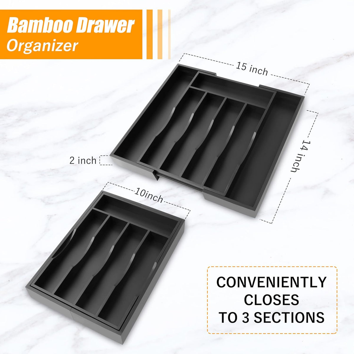 Silverware Organizer Kitchen Drawer Organizer Expandable Bamboo Utensil Holder Cutlery Tray for Kitchen Utensil and Flatware Bedroom Office