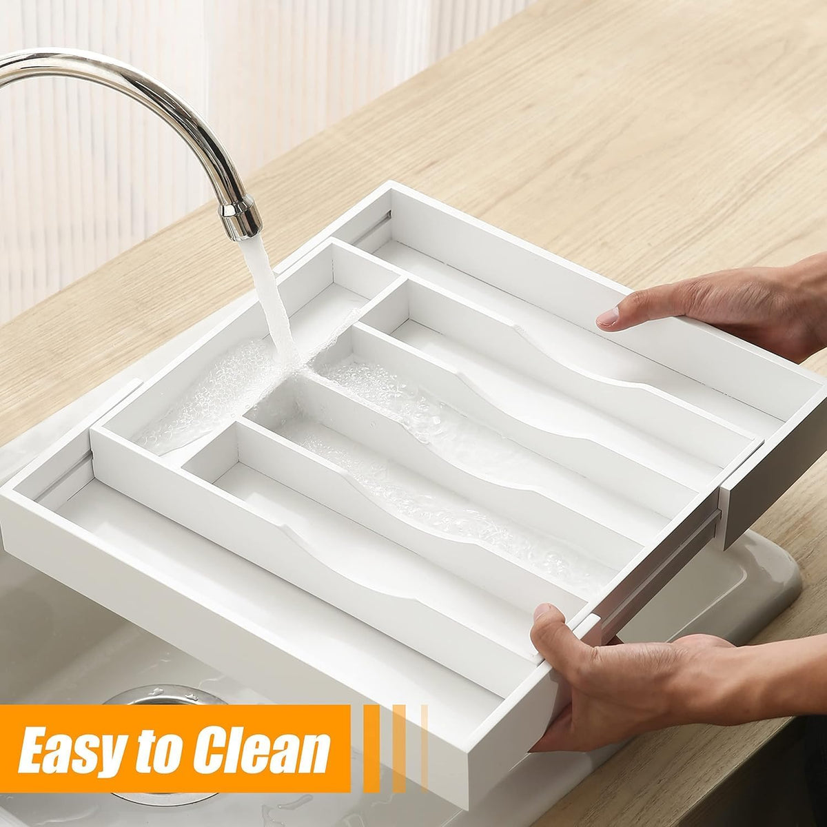 Silverware Organizer Kitchen Drawer Organizer Expandable Bamboo Utensil Holder Cutlery Tray for Kitchen Utensil and Flatware Bedroom Office