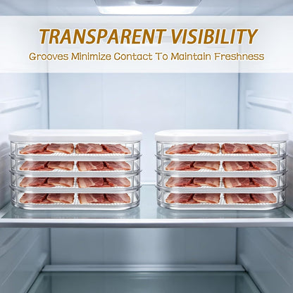4 Pcs Deli Meat Container for Fridge Stackable Deli Containers with Lid and Tong Bacon Lunch Meat Keeper for Refrigerator Food Storage Boxes for Organizing Cold Cuts Salami and Cheese