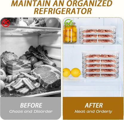 4 Pcs Deli Meat Container for Fridge Stackable Deli Containers with Lid and Tong Bacon Lunch Meat Keeper for Refrigerator Food Storage Boxes for Organizing Cold Cuts Salami and Cheese