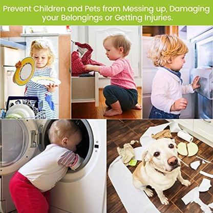 10 Pack Baby Proof Cabinet Locks Adjustable U Shaped,White