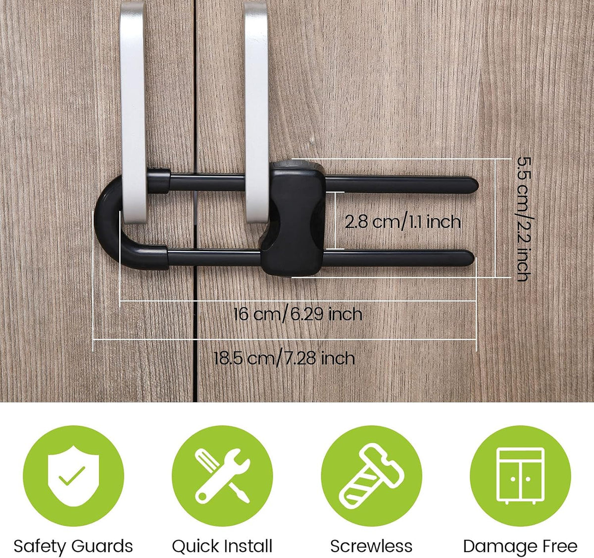 10 Pack Baby Proof Cabinet Locks Adjustable U Shaped,White