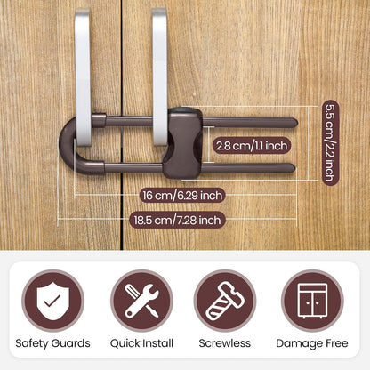 10 Pack Baby Proof Cabinet Locks Adjustable U Shaped,White