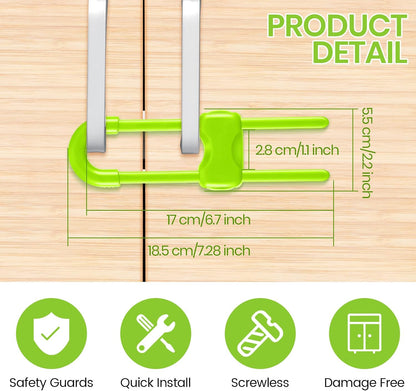 10 Pack Baby Proof Cabinet Locks Adjustable U Shaped,White