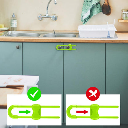 10 Pack Baby Proof Cabinet Locks Adjustable U Shaped,White