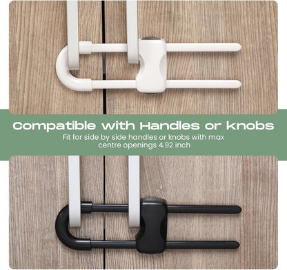10 Pack Baby Proof Cabinet Locks Adjustable U Shaped,White