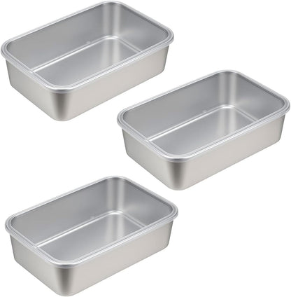 3 Pcs Cheese Container Deli Meat Storage for Refrigerator, Stainless Steel Luncheon Meat Storage with Lid Containers for Fridge, Food Container for Kitchen