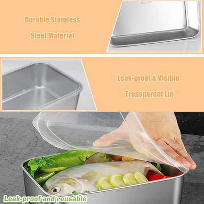3 Pcs Cheese Container Deli Meat Storage for Refrigerator, Stainless Steel Luncheon Meat Storage with Lid Containers for Fridge, Food Container for Kitchen