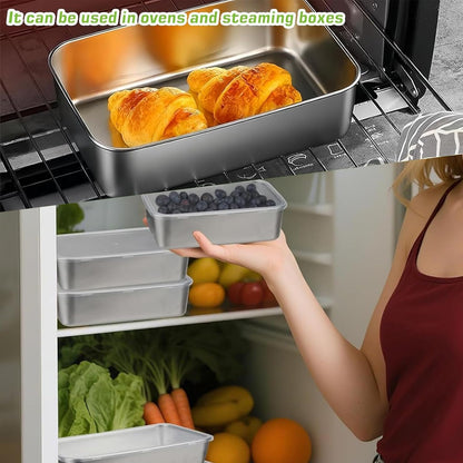 3 Pcs Cheese Container Deli Meat Storage for Refrigerator, Stainless Steel Luncheon Meat Storage with Lid Containers for Fridge, Food Container for Kitchen