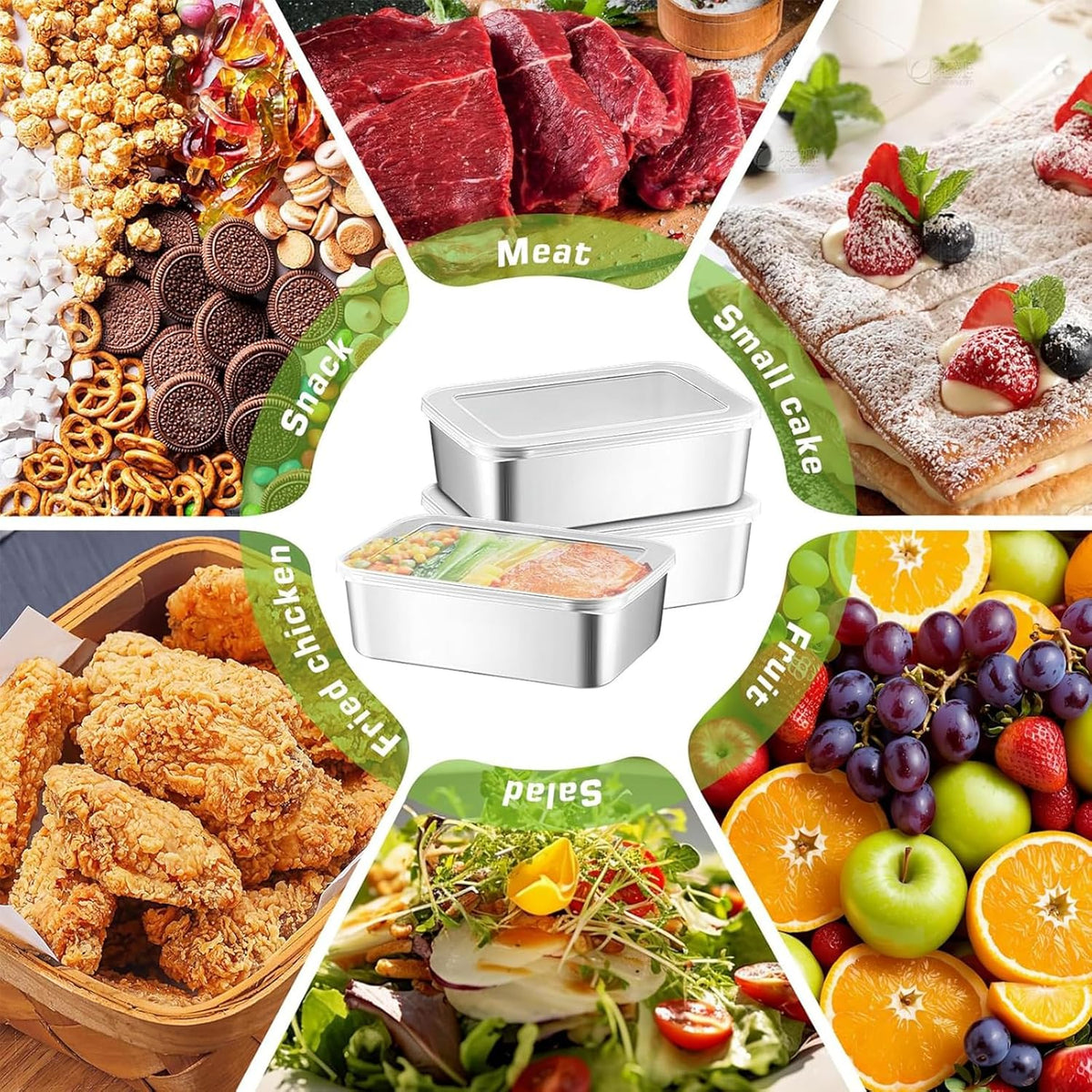 3 Pcs Cheese Container Deli Meat Storage for Refrigerator, Stainless Steel Luncheon Meat Storage with Lid Containers for Fridge, Food Container for Kitchen