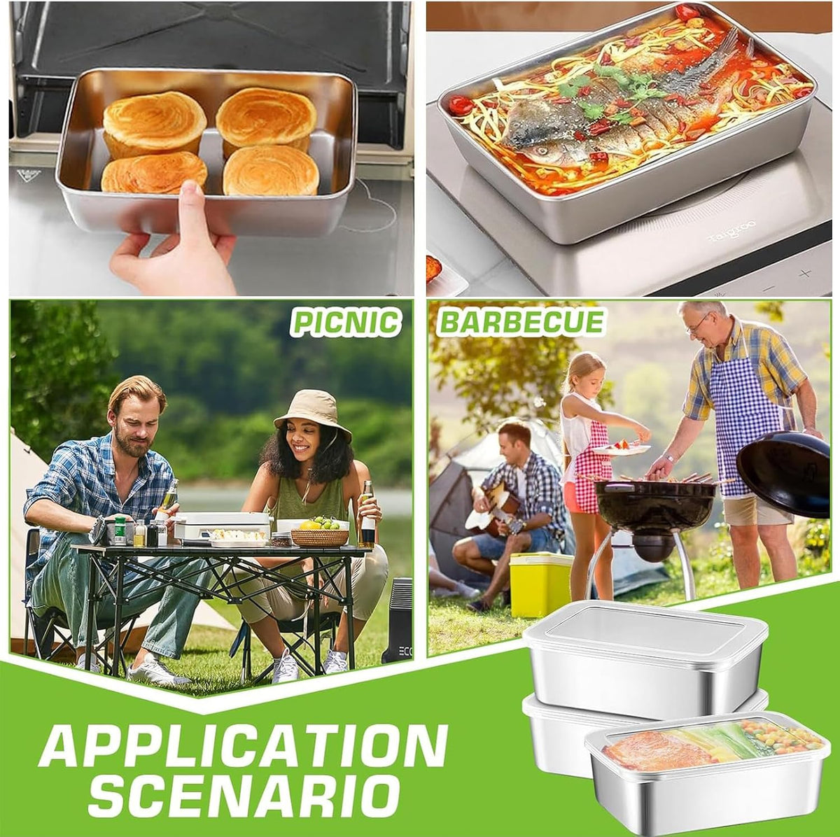 3 Pcs Cheese Container Deli Meat Storage for Refrigerator, Stainless Steel Luncheon Meat Storage with Lid Containers for Fridge, Food Container for Kitchen