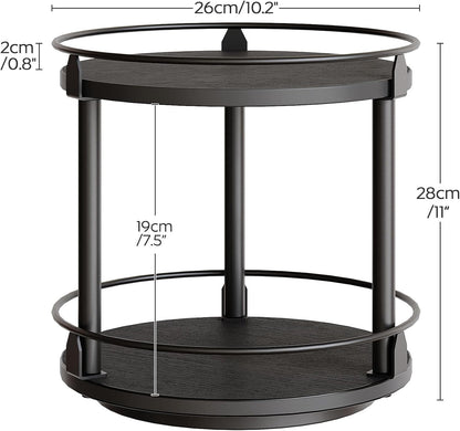 3-Tier Lazy Susan Organizer, Rotating Spice Rack, Spinning Organizer, Industrial Turntable Spice Rack Organizer for Cabinet, Kitchen Countertop, Pantry, Rustic Brown and Black SR23BR