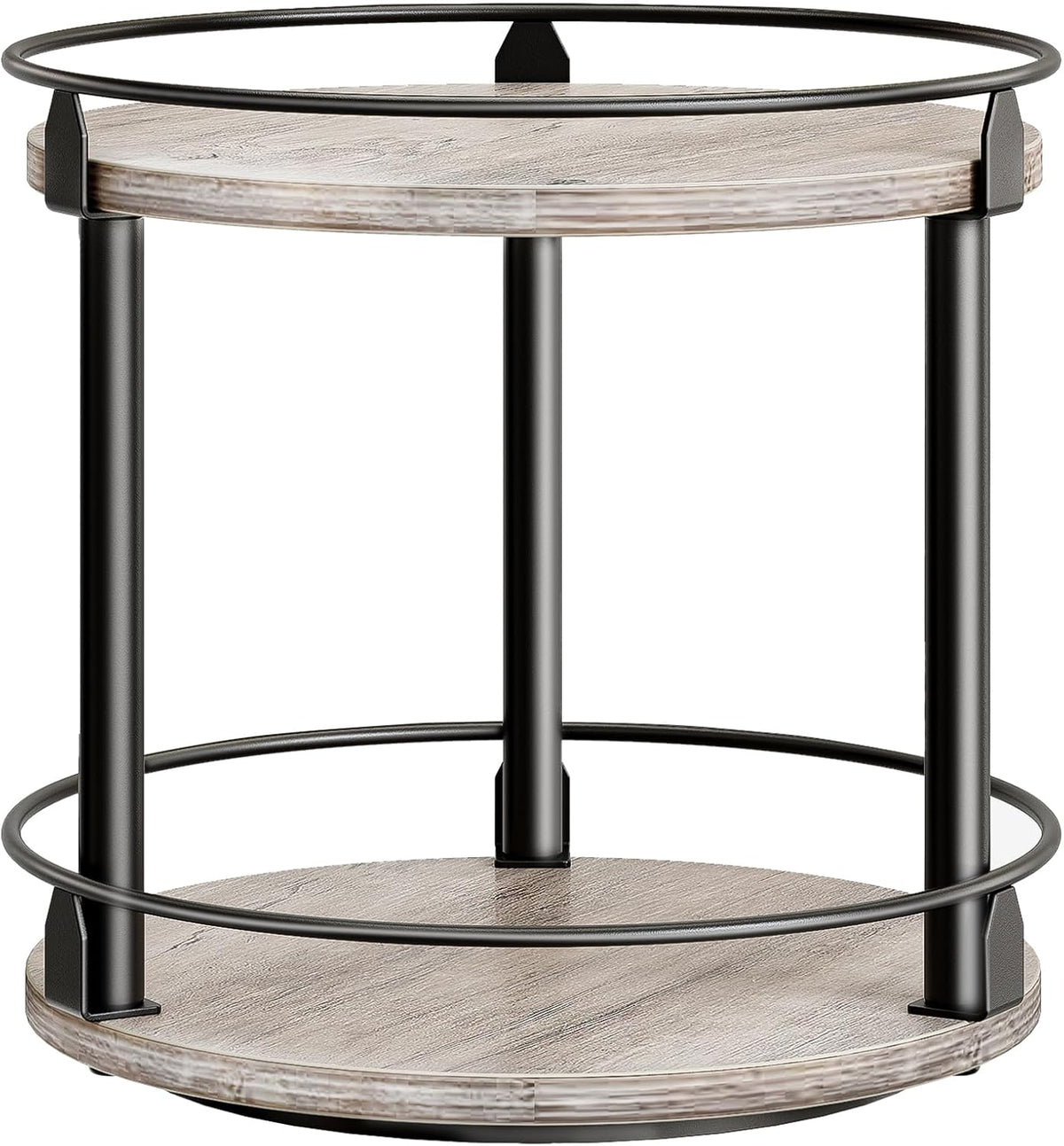 3-Tier Lazy Susan Organizer, Rotating Spice Rack, Spinning Organizer, Industrial Turntable Spice Rack Organizer for Cabinet, Kitchen Countertop, Pantry, Rustic Brown and Black SR23BR