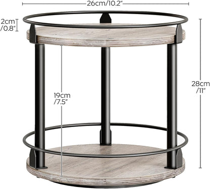 3-Tier Lazy Susan Organizer, Rotating Spice Rack, Spinning Organizer, Industrial Turntable Spice Rack Organizer for Cabinet, Kitchen Countertop, Pantry, Rustic Brown and Black SR23BR