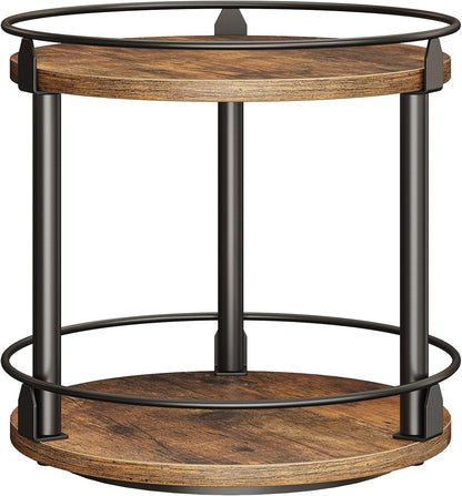 3-Tier Lazy Susan Organizer, Rotating Spice Rack, Spinning Organizer, Industrial Turntable Spice Rack Organizer for Cabinet, Kitchen Countertop, Pantry, Rustic Brown and Black SR23BR