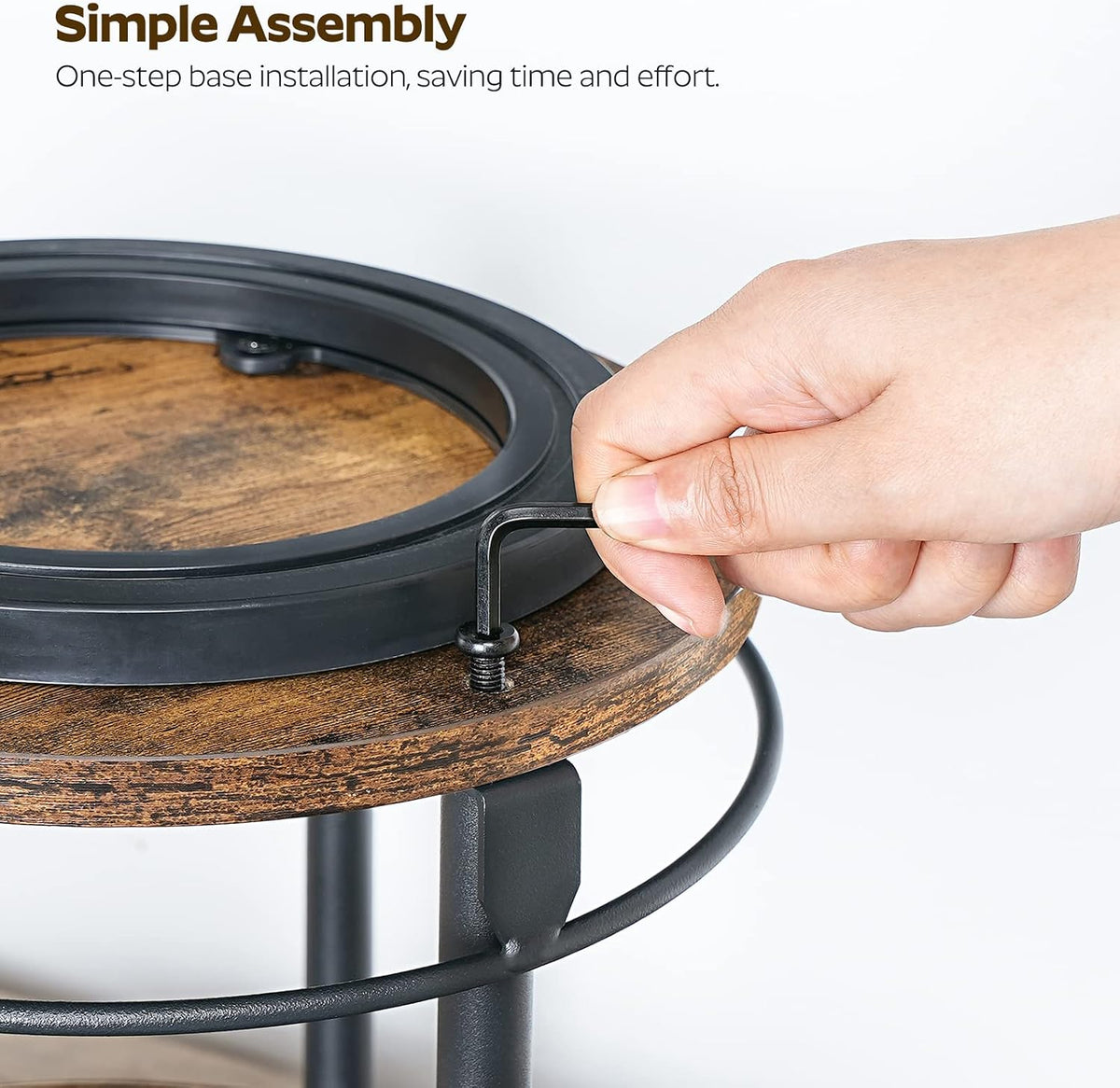 3-Tier Lazy Susan Organizer, Rotating Spice Rack, Spinning Organizer, Industrial Turntable Spice Rack Organizer for Cabinet, Kitchen Countertop, Pantry, Rustic Brown and Black SR23BR
