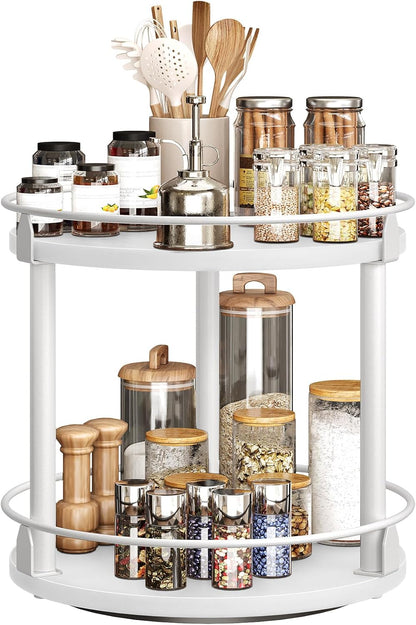 3-Tier Lazy Susan Organizer, Rotating Spice Rack, Spinning Organizer, Industrial Turntable Spice Rack Organizer for Cabinet, Kitchen Countertop, Pantry, Rustic Brown and Black SR23BR