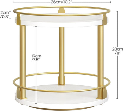 3-Tier Lazy Susan Organizer, Rotating Spice Rack, Spinning Organizer, Industrial Turntable Spice Rack Organizer for Cabinet, Kitchen Countertop, Pantry, Rustic Brown and Black SR23BR
