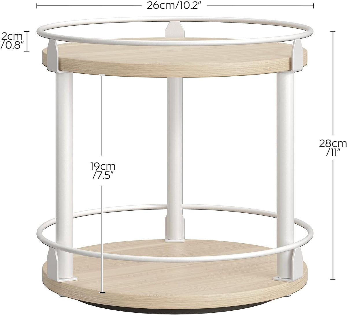 3-Tier Lazy Susan Organizer, Rotating Spice Rack, Spinning Organizer, Industrial Turntable Spice Rack Organizer for Cabinet, Kitchen Countertop, Pantry, Rustic Brown and Black SR23BR