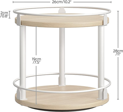 3-Tier Lazy Susan Organizer, Rotating Spice Rack, Spinning Organizer, Industrial Turntable Spice Rack Organizer for Cabinet, Kitchen Countertop, Pantry, Rustic Brown and Black SR23BR