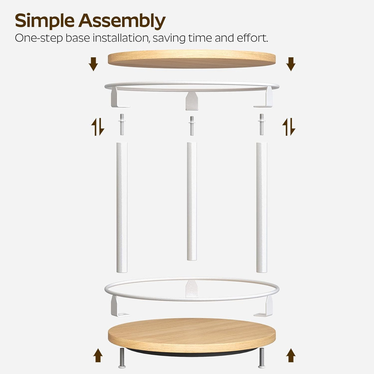 3-Tier Lazy Susan Organizer, Rotating Spice Rack, Spinning Organizer, Industrial Turntable Spice Rack Organizer for Cabinet, Kitchen Countertop, Pantry, Rustic Brown and Black SR23BR