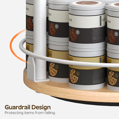 3-Tier Lazy Susan Organizer, Rotating Spice Rack, Spinning Organizer, Industrial Turntable Spice Rack Organizer for Cabinet, Kitchen Countertop, Pantry, Rustic Brown and Black SR23BR