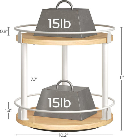 3-Tier Lazy Susan Organizer, Rotating Spice Rack, Spinning Organizer, Industrial Turntable Spice Rack Organizer for Cabinet, Kitchen Countertop, Pantry, Rustic Brown and Black SR23BR