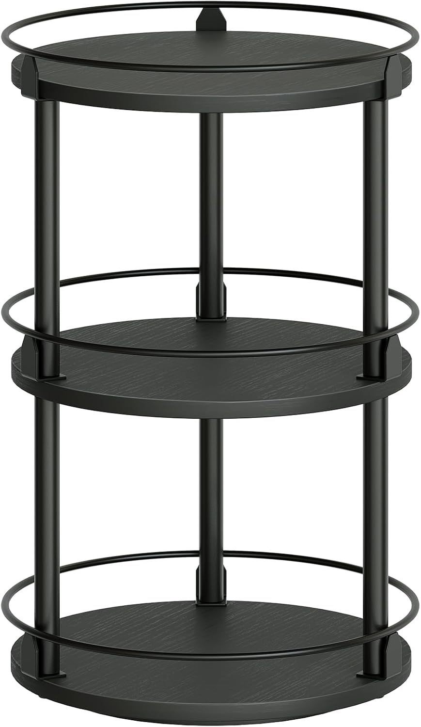 3-Tier Lazy Susan Organizer, Rotating Spice Rack, Spinning Organizer, Industrial Turntable Spice Rack Organizer for Cabinet, Kitchen Countertop, Pantry, Rustic Brown and Black SR23BR