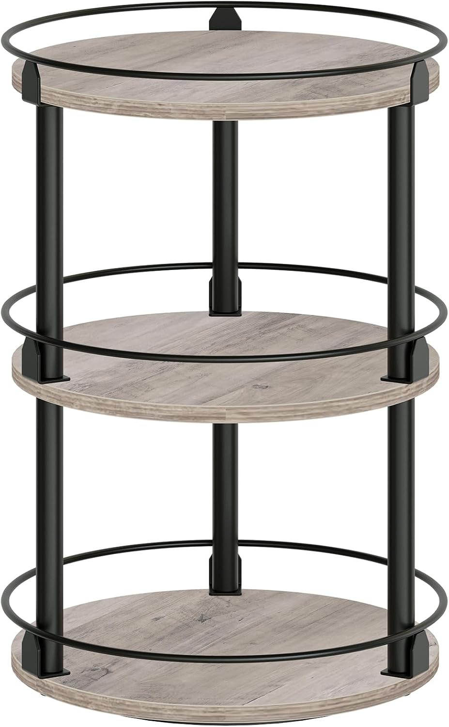 3-Tier Lazy Susan Organizer, Rotating Spice Rack, Spinning Organizer, Industrial Turntable Spice Rack Organizer for Cabinet, Kitchen Countertop, Pantry, Rustic Brown and Black SR23BR