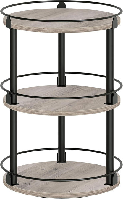 3-Tier Lazy Susan Organizer, Rotating Spice Rack, Spinning Organizer, Industrial Turntable Spice Rack Organizer for Cabinet, Kitchen Countertop, Pantry, Rustic Brown and Black SR23BR