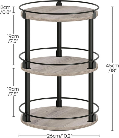 3-Tier Lazy Susan Organizer, Rotating Spice Rack, Spinning Organizer, Industrial Turntable Spice Rack Organizer for Cabinet, Kitchen Countertop, Pantry, Rustic Brown and Black SR23BR