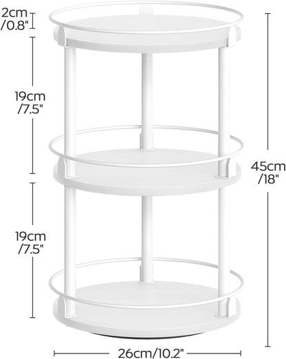 3-Tier Lazy Susan Organizer, Rotating Spice Rack, Spinning Organizer, Industrial Turntable Spice Rack Organizer for Cabinet, Kitchen Countertop, Pantry, Rustic Brown and Black SR23BR